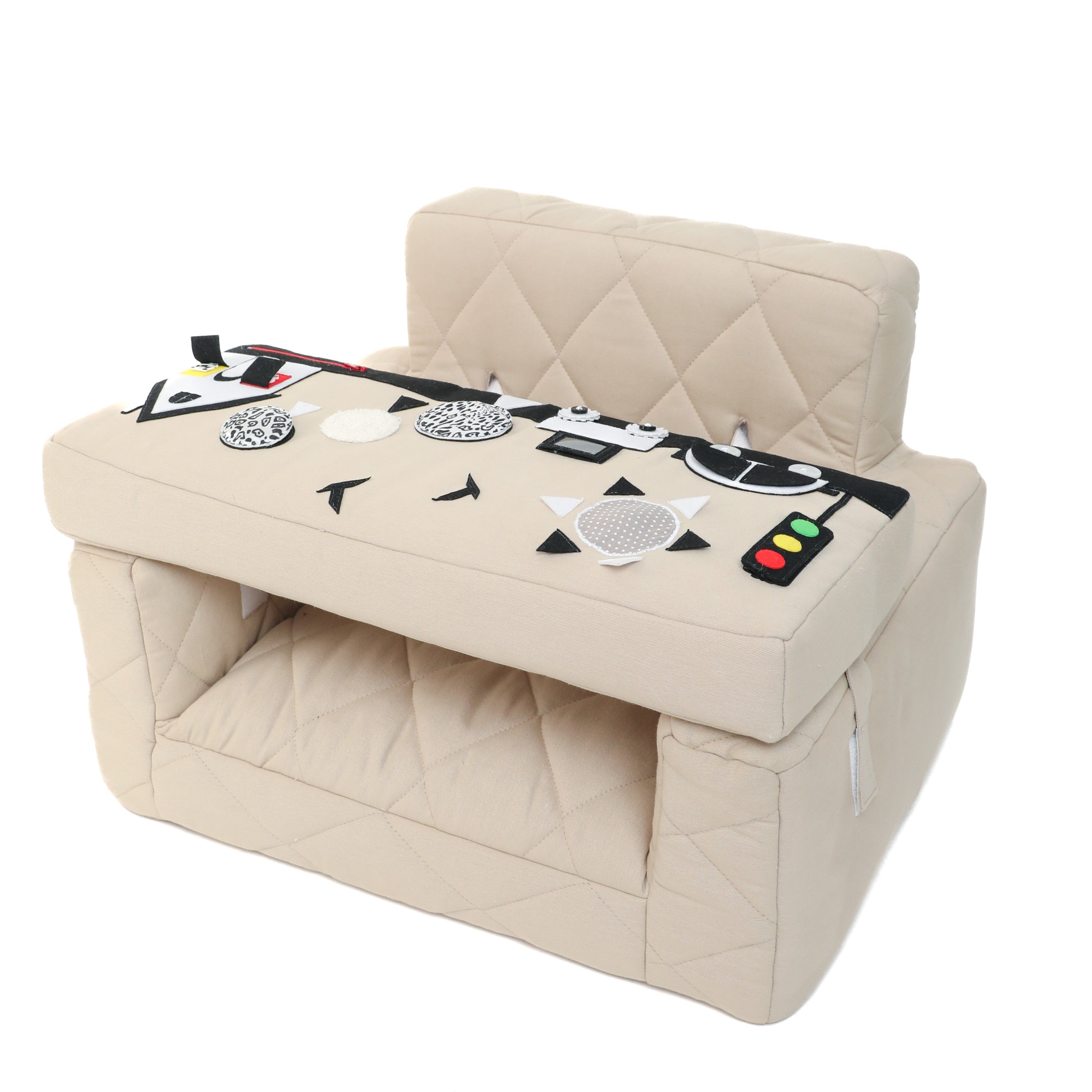 Fauteuil d’activité carré Fauteuil d’activité Ecki beige avec superposition contrastée